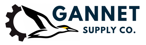 Gannet Supply Co. logo with a stylized Gannet and gear on a white background